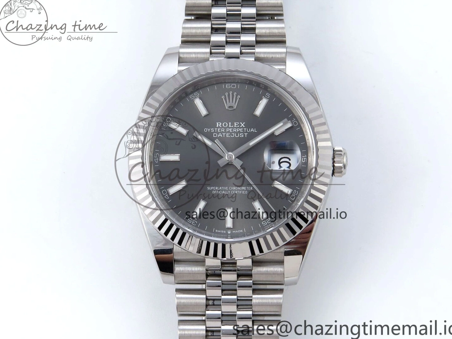 MiroTime 0320 DateJust 126334 41mm Clean 1:1 Best Edition 904L Steel Gray Stick Dial on Jubilee Bracelet VR TravelReady 895